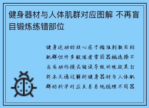 健身器材与人体肌群对应图解 不再盲目锻炼练错部位